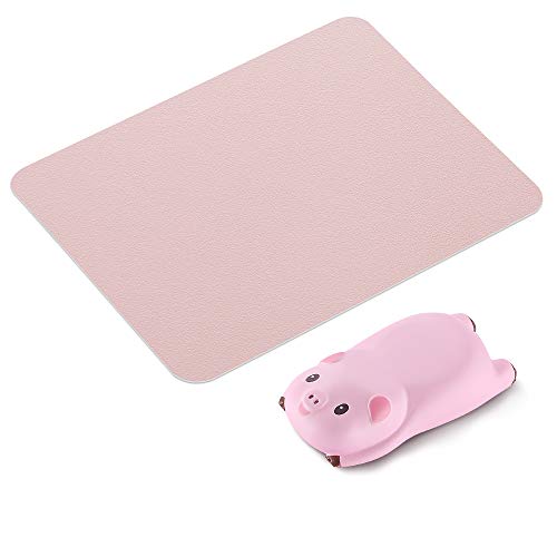 AtailorBird Alfombrilla Raton Rosa con Ergonómico Reposamuñecas 270 * 210mm,Impermeable Alfombrilla de Cuero PU para Oficina Hogar