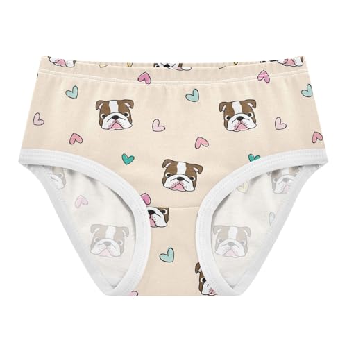 Wusikd Bulldog Heart Girls' Underwear Cotton Beige Girls Briefs Soft Toddler Underwear 2T