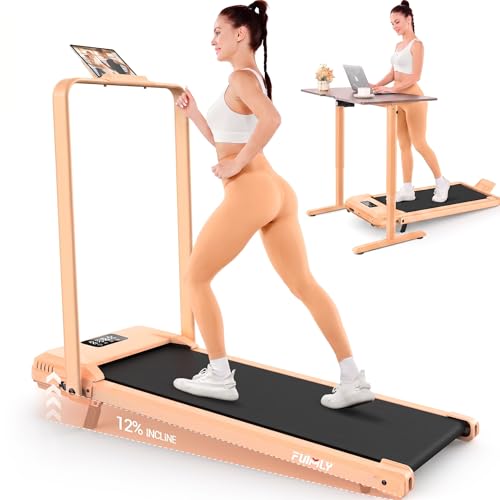 Image of FUNMILY Upgrade Walking Pad Folding Treadmill with 12% /15% Incline & Handle Bar, 3.5HP Foldable Under Desk Compact Treadmills for Home /Office /Gym, 400+lb Capacity, Shock Absorption
