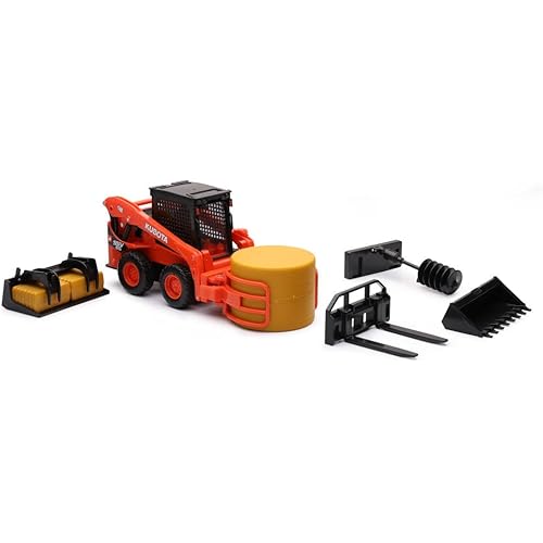NewRay Toys Kubota SSV65 with Accessories Set Battery Operated with Light and Sound, 1:18 Scale, Kids, Gift, Birthdays