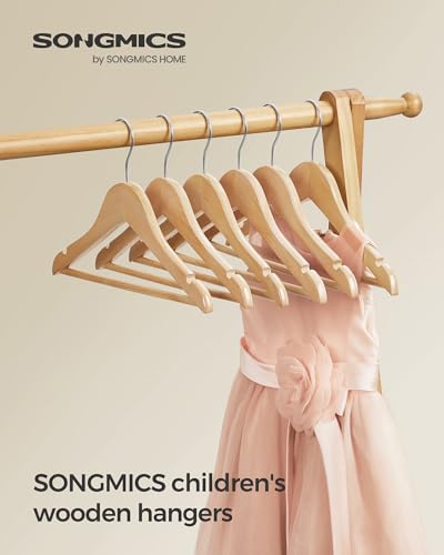 image for SONGMICS Kids Wooden Hangers 20 Pack, Solid Wood Baby Hangers, Childre