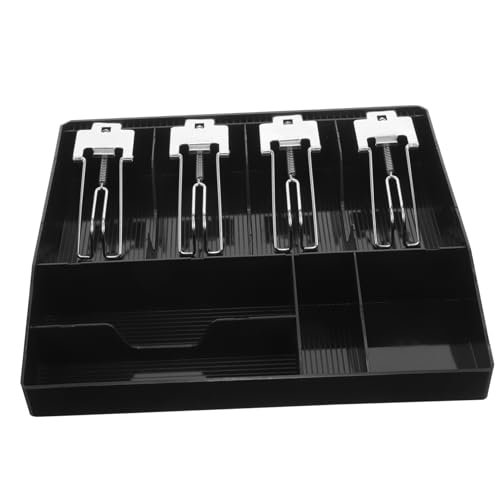 AUTSUPPL Cash Drawer Tray Removable Coin Compartments Portable Money Insert for Retail Shops Black Currency Till Replacement Organizer for Efficient Cash Management