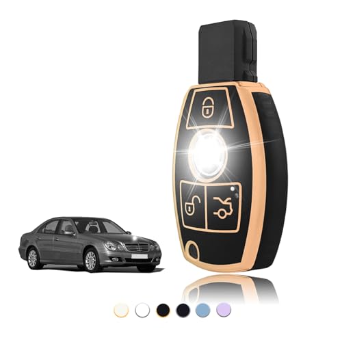 TOOMUME Funda Llave TPU, Carcasa Llave Apto para Mercedes Benz A/B/C/E/G/R/S Clase GLA GLC GLE GLK GLS SLK CLA CLK CLS AMG ML W164 W203 W204 W205 W211 W212, Cubierta Llaves Coche Mando - Smart Key