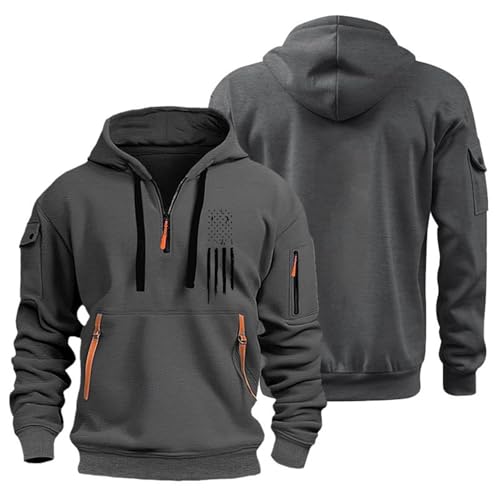 Casual Hoodies for Men Oversized Quarter Zip Pullover Tactical Hoodies QR Code Sweatshirts with Pockets2