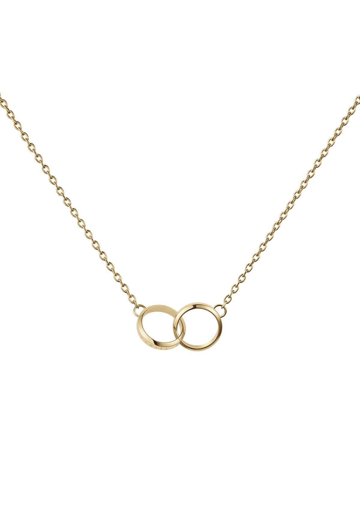Daniel Wellington Elan Unity Gold Pendant Necklace - 316L Stainless Steel, Interlocking Double Circle Ring Necklace for Women & Men, PVD Gold Plated, 44cm/17.3 Inches