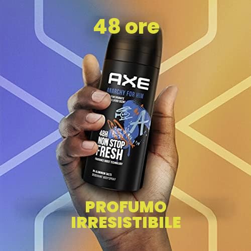 AXE Anarchy for Him Body spray in set da 12 pezzi, deodorante senza alluminio, 12 x 150 ml, deodorante spray per il corpo, per uomini, uomini e uomini (12 prodotti)