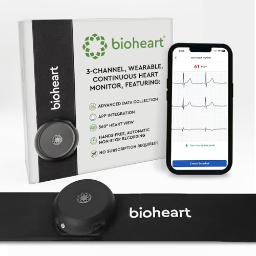 Biotricity Bioheart | 24/7 Continuous Heart Monitor | No Prescription Needed | Smart Wearable | Chest Strap | One Month Subscription Included (Medium)