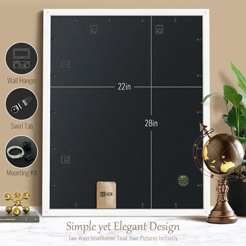 Image of VCK 22x28 Poster Frame Solid Wood White 3 Pack Picture Frames 22 x 28 Inches with Wall Mounting Hanging