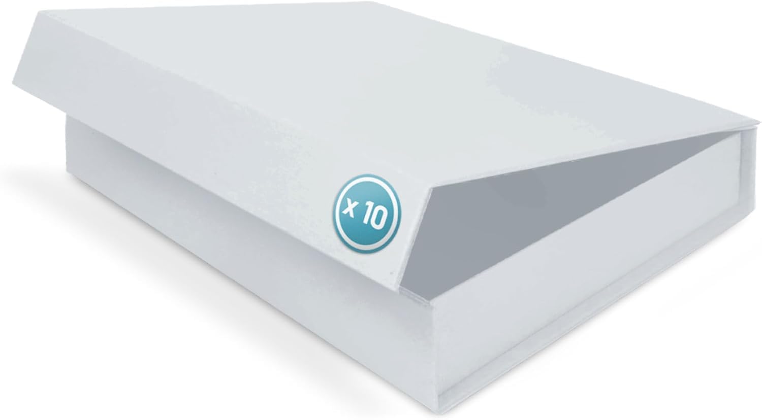 Boîte Cadeau avec Couvercle - 31x22x5 cm - Coffret Carton avec Fermeture Magnétique - Idéal pour Anniversaire, Mariage, Noël, Naissance - Emballage en blanc pour Présent - Pack de 10