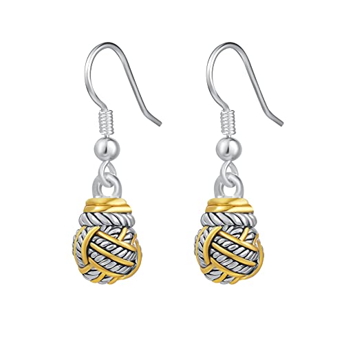 UNY Jewel Jewelry Make a Statement With Our Two Tone Twisted Cable Wire Dangle Ball Fish Hook Earrings Featuring Detailing Perfect For Any Occasion