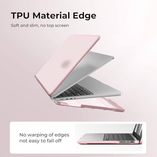 Image of BlueSwan Anti-Cracking Hard Shell Case for MacBook Pro 14-inch M5 2026-2021 | 100% Match Official Color,Anti-Fingerprint Soft TPU Bumper,Release M4 M3 M2 M1 Pro /Max Chip,Frosted Pink