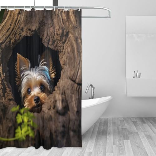 Rideau de douche épais contre éclaboussures motif Yorkshire terrier 183 cm