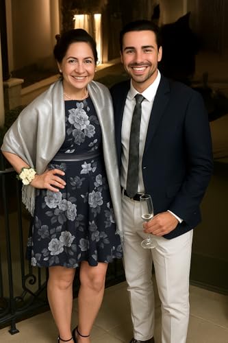 Achillea Sparkly Metallic Pashmina Shawl Wrap for Women – Elegant Scarf for Evening Dresses, Wedding Guests & Party Outfits3