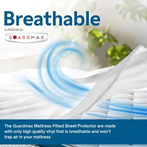 Image of Guardmax Heavy Gauge Vinyl Cot Size Mattress Protector - Waterproof & Dust Proof Mattress Cover with Stretchable Pockets - Soft, Comfortable, & Noiseless Waterproof Fitted Sheet.(33 x 75 X 10)
