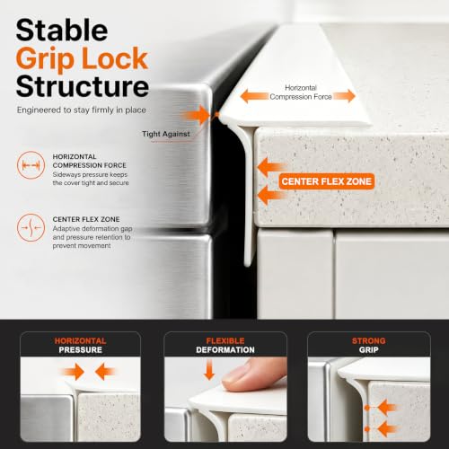 Image of KindGa Stove Side Gap Covers 2 Pack, Silicone Gap Cover and Filler, White | Stove Counter Gap Cover, Oven Side Gap Filler, Kitchen Stove Gap Cover for 0.1 inch-0.8 inch Gaps, Heat Resistant,stove guard