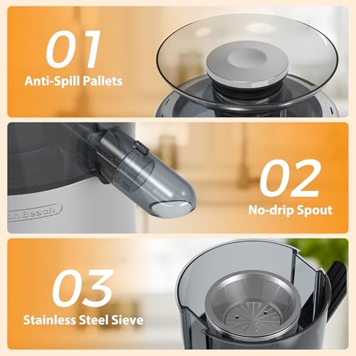 Image of NEWBULIG Centrifugal Juicer, 2.5 inch Feed Chute, Silver