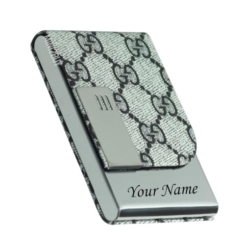 Image of Mini2buy Customized Name Engraved Card Holder for Credit, Debit, ATM, and Business Visiting Cards from Premium Stainless Steel Size Ideal for Personal use or Corporate Gifting (Cream-Customized)