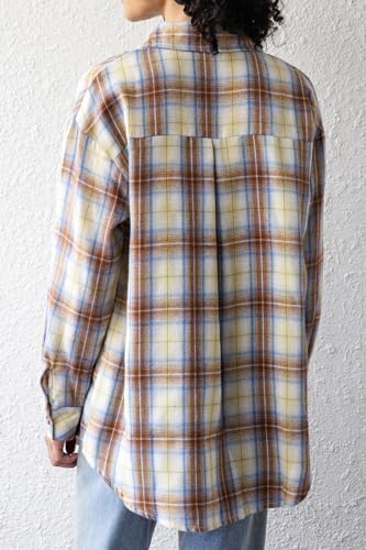 Image of CHYRII Womens Button Down Flannel Shirts Long Sleeve Plaid Shackets Business Casual Blouse Top