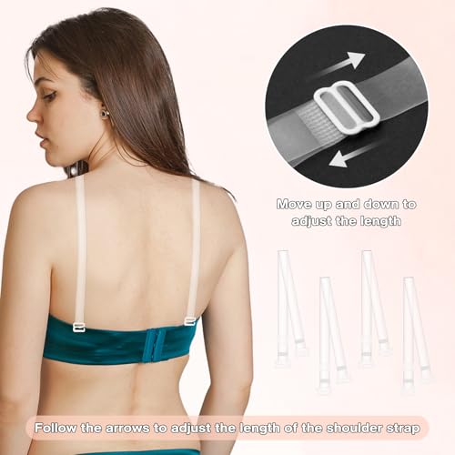4 Pairs Clear Bra Straps for Women Invisible Bra Straps Adjustable Clear Straps for Bra, Non-Slip Invisible Shoulder Strap2