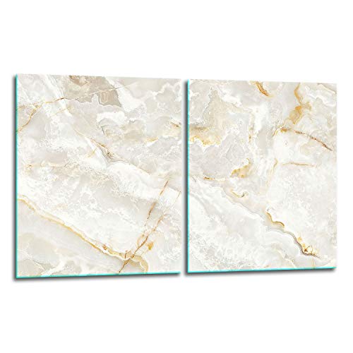 TMK ArtDeko Plaque de protection pour plaque de cuisson 2 pièces 40x52 cm - Pare-éclaboussures & couvre-plaque – Protection de cuisinière en verre de sécurité – Robuste, hygiénique & antidérapant