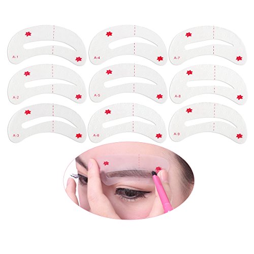 WINOMO Eyebrow Shaping Stencils, Eyebrow Grooming Stencil Kit, Shaping Templates DIY Tools 9 Styles(Mainly White)