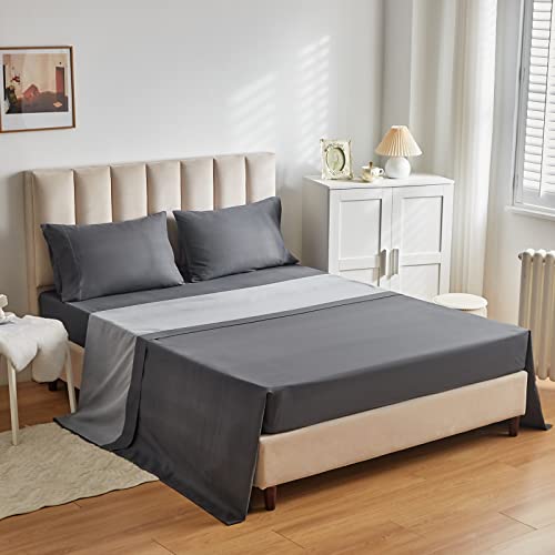 Uozzi Bedding Plaid Comforter Sheet Set 7 Pieces Bed In A Bag White And Dark Gray Plaid Queen Size (1 Comforter 2 Pillow Shams 1 Flat Sheet 1 Fitted Sheet 2 Pillowcases) #TOP7