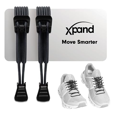 Xpand Round Lacing. Elastic No Tie Shoelaces - Quick Release Tension Control - One Size Fits All Adult and Kids Shoes Cover