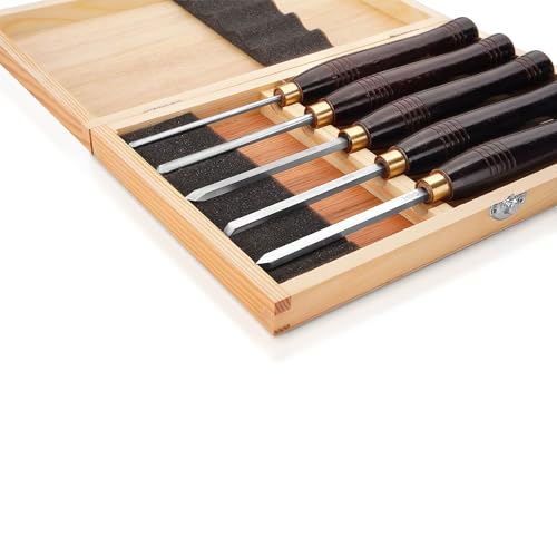 Urbansential Woodworking Hss Wood Turning Tools Lathe Chisel Set Of 5 Pcs Mini With Wooden Box thumb #1
