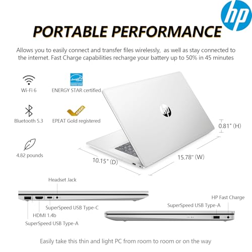 Image of HP 2025 17 Inch Laptop Touchscreen, 17.3 Touch Screen Business Laptop PC, AMD Ryzen 5(6-Cores), 64GB RAM 1.5TB Storage (1TB SSD+512GB PSSD)|Windows 11 Pro Laptop Lifetime Office|Copilot AI|Number Pad