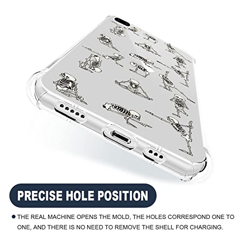 CARLOCA iPhone 8 Plus Case, Clear with Funny Cute Yoga Skeleton Pattern, Shockproof TPU Bumper Protective Case - image 4