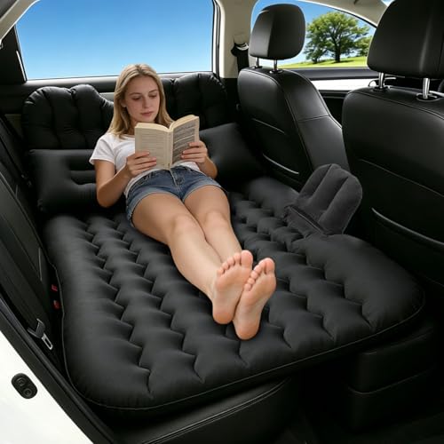 Image of Onirii Inflatable Car Air Mattress Bed with Back Seat Pump Portable Travel,Camping,Vacation,Sleeping Blow-Up Pad fits SUV,RV,Truck,Minivan /Compact Twin Size | Inflatable SUV Camping Sleeping Pad,Blow Up Backseat Car Mattress with Air Pump for Rear Seat