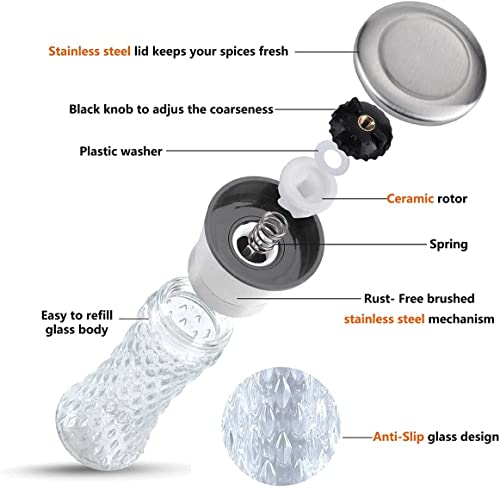 3 Pack-Salt-And-Pepper-Grinder-Set,Stainless Steel Kitchen-Gadgets-Salt And Pepper Shakers,Refillable Adjustable Ceramic Coarseness Pepper Mill Salt Grinder Home And Kitchen Accessories #TOP3