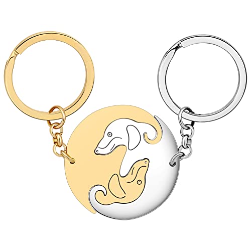 I portachiavi sono disponibili in versione dorata e argentata. Realizzati in acciaio inossidabile con processo di lucidatura. Leggero, privo di nichel e ipoallergenico. I portachiavi non sono facili da sbiadire e arrugginire; non sono facili da deformare