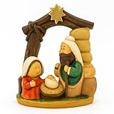 Gesar Presepe moderno completo con capanna in legno e statuine natività 13cm – presepio di Natale con personaggi artigianali – decorazione natalizia elegante per casa e chiesa