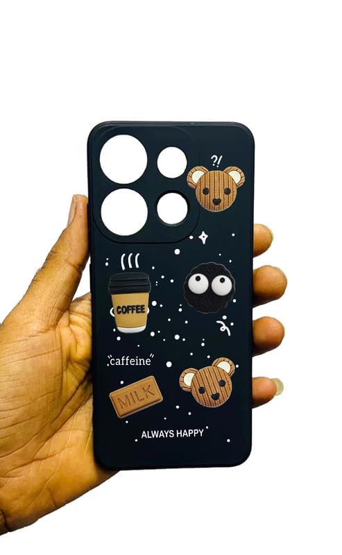 back cover compatible with tecno spark_go 2023 (black, 3d case, silicon, pack of: 1)