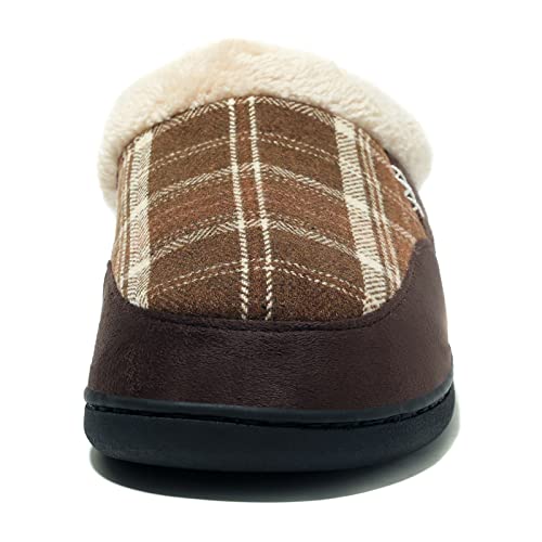 Image of NewDenBer Men's Warm Memory Foam Suede Plush Fleece Lined Slip on Indoor Outdoor Clog House Slippers