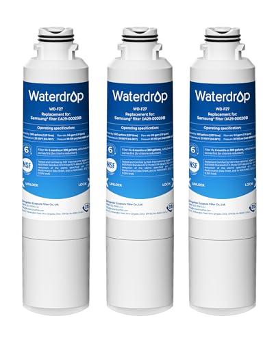Image of Waterdrop DA29-00020B Replacement for Samsung® Water Filter HAF-CIN/EXP, DA29-00020B, HAF-CIN, DA29-00020B-1, RF28HMEDBSR, RF263BEAESR, RS25J500DSR, RF263TEAESG, HDX FMS-2, DA97-08006A-1, 3 Filters