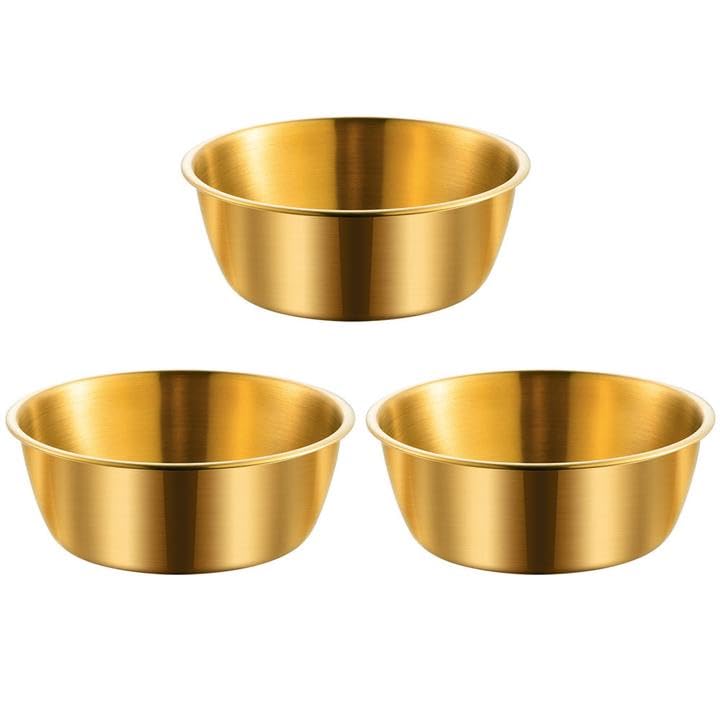 Set de 3 Tazones dorados de acero inoxidable 6.6 pulgadas miniatura 1