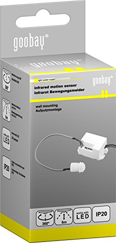 goobay Mini détecteur de mouvement infrarouge d'intérieur 96006 — Conception miniature pour une installation encastrée (UP) presque invisible — Portée...