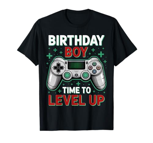 Level Up Birthday Boy Video Cumpleaños Gamer Party Camiseta