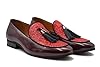 Mens Red Faux Leather Tassel Loafers Patent Shiny Glitter Party Dress Shoes [R879-MARRON-43EU] #1