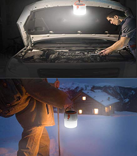 LED Solar Camping Lamp - USB Rechargeable Camping Lantern Rechargeable Portable Garden Lantern Safety Emergency Light Power Bank 6 Modes Waterproof Search Light for Night Fishing Hunting (Black) - Image 7