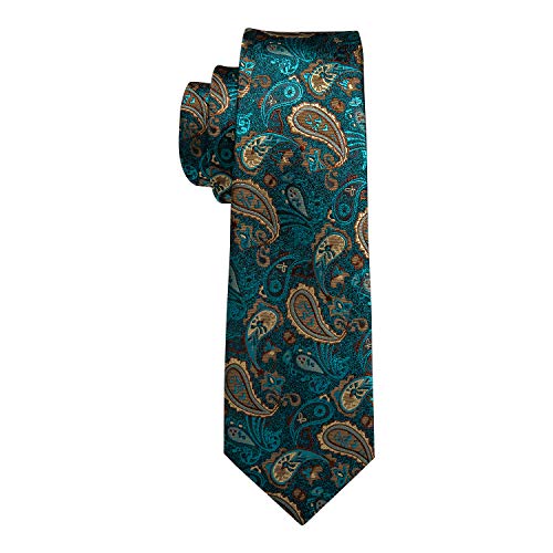 Image of Barry.Wang Paisley Tie Fashion Set Hanky Cufflinks Neckties for Men Woven Silk