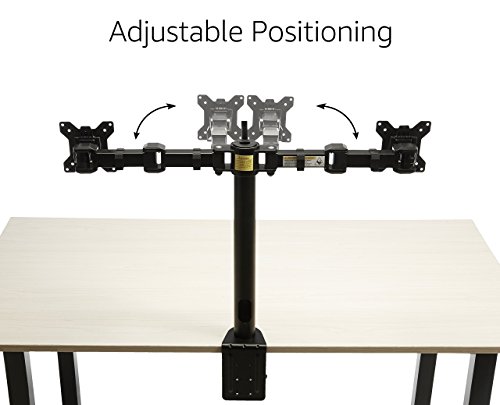 AmazonBasics - Supporto per Doppio monitor, con montaggio a scrivania, braccio regolabile in altezza, in acciaio