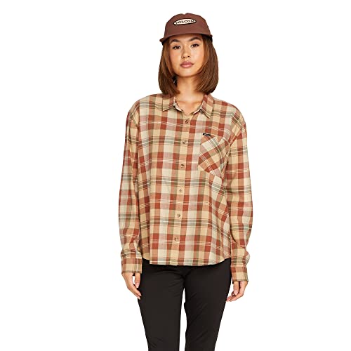 Volcom Women's Plaid to Meet U Long Sleeve Flannel Shirt3