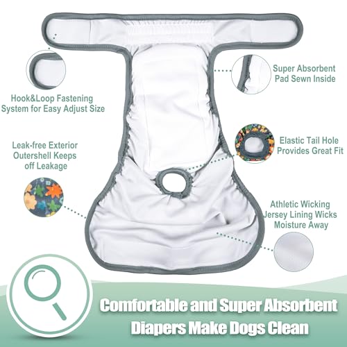 Image of wegreeco Female Dog Diapers, Washable Reusable Pet Puppy Doggie Diapers for Small Medium Large Female Dogs in Heat Period, Doggy Period Panties, 5 Pack, Small, Floral Pattern
