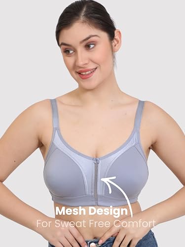 Image of GLAMORAS Women Cotton Spandex Non Padded & Non Wired Minimizer Everyday Bra| Structured for Bounce Control with Full Coverage & Broad Side Wings Prevents Side Spillage