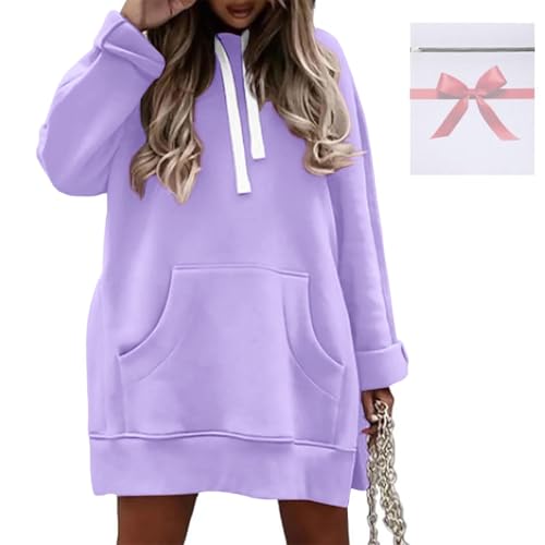 Sweatshirt Long Sleeve Hoodie Dress With Pockets Hooded Casual Tunic Dress Split Hem Pullover 2025 Fall Outfits Y2K4
