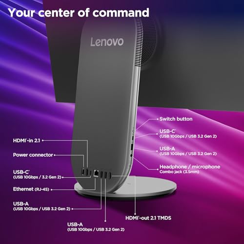 Image of Lenovo Yoga AIO Intel Core Ultra 7 255H 27 inch QHD IPS (16GB RAM /1TB SSD /AI PC /Windows11 /Microsoft 365 Basic + Office Home 2024 /Wireless Euterpe Keyboard & Mouse, Grey), F0J20050IN All-in-One Desktop