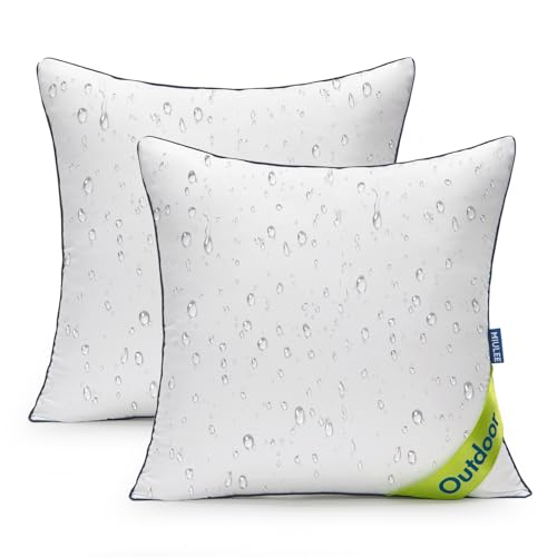MIULEE 16x16 Outdoor Pillows Pack of 2 Water Resistant Waterproof Pillow Inserts Decorative Stuffer for Sofa Couch Patio and Garden